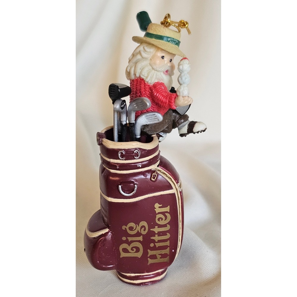 Enesco Holiday Golf Big Hitter Santa Ornament OS Burgundy Resin Sporty Christmas